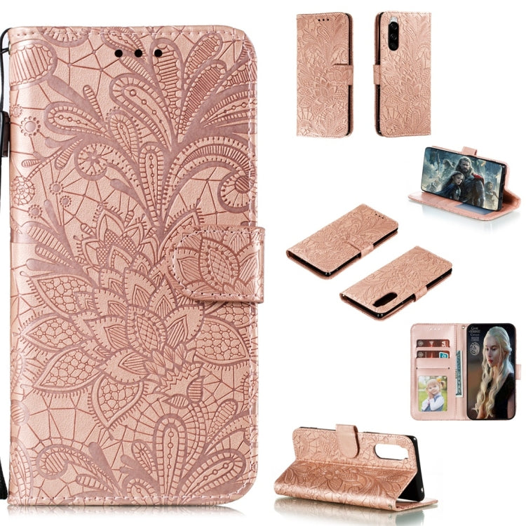 For Sony Xperia 5 Lace Flower Horizontal Flip Leather Case with Holder & Card Slots & Wallet & Photo Frame