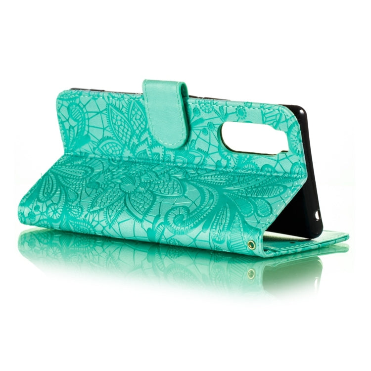 For Sony Xperia 5 Lace Flower Horizontal Flip Leather Case with Holder & Card Slots & Wallet & Photo Frame