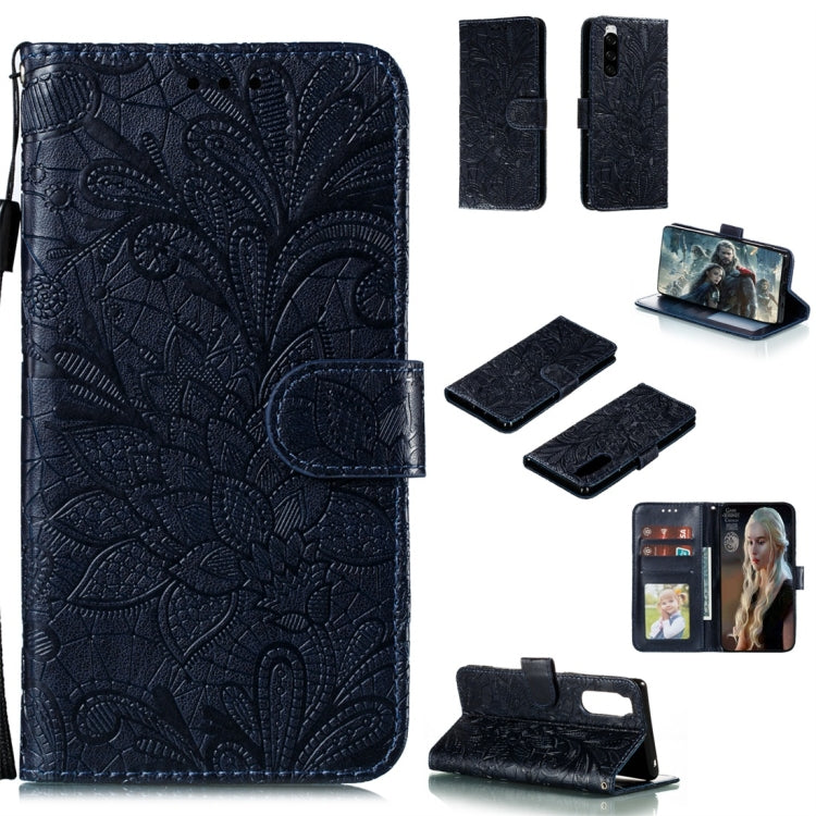 For Sony Xperia 5 Lace Flower Horizontal Flip Leather Case with Holder & Card Slots & Wallet & Photo Frame
