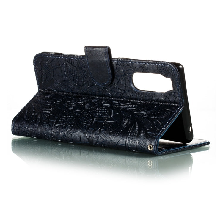 For Sony Xperia 5 Lace Flower Horizontal Flip Leather Case with Holder & Card Slots & Wallet & Photo Frame