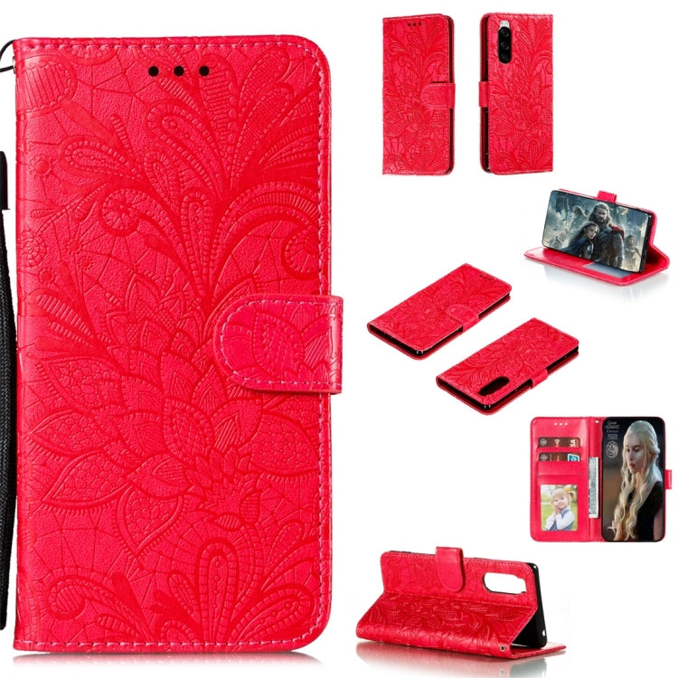For Sony Xperia 5 Lace Flower Horizontal Flip Leather Case with Holder & Card Slots & Wallet & Photo Frame