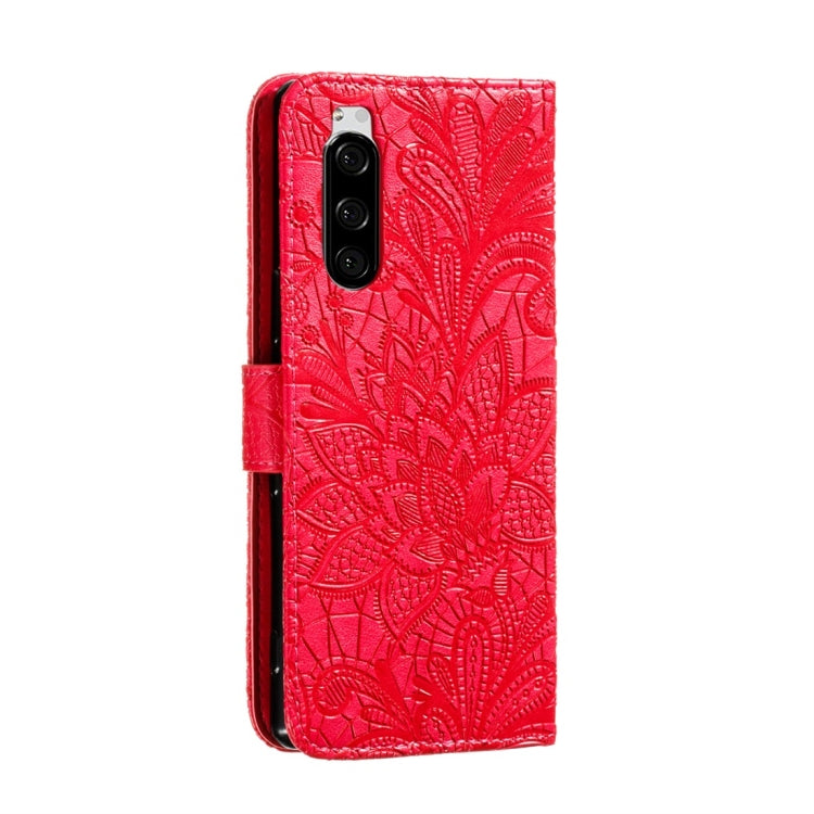 For Sony Xperia 5 Lace Flower Horizontal Flip Leather Case with Holder & Card Slots & Wallet & Photo Frame