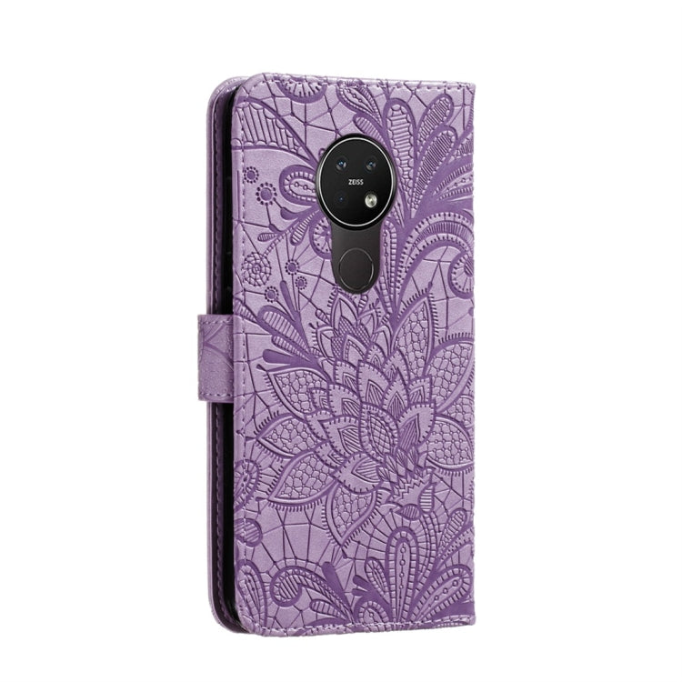 For Nokia 7.2 Lace Flower Horizontal Flip Leather Case with Holder & Card Slots & Wallet & Photo Frame