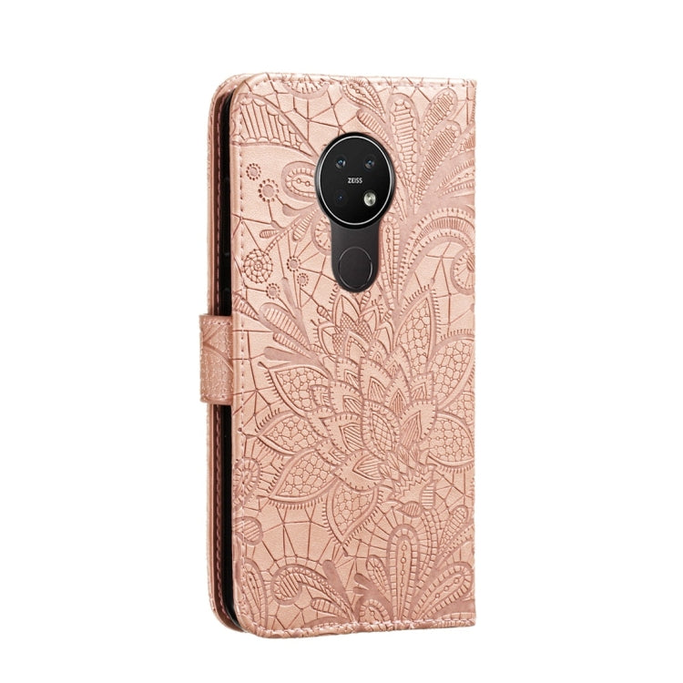 For Nokia 7.2 Lace Flower Horizontal Flip Leather Case with Holder & Card Slots & Wallet & Photo Frame