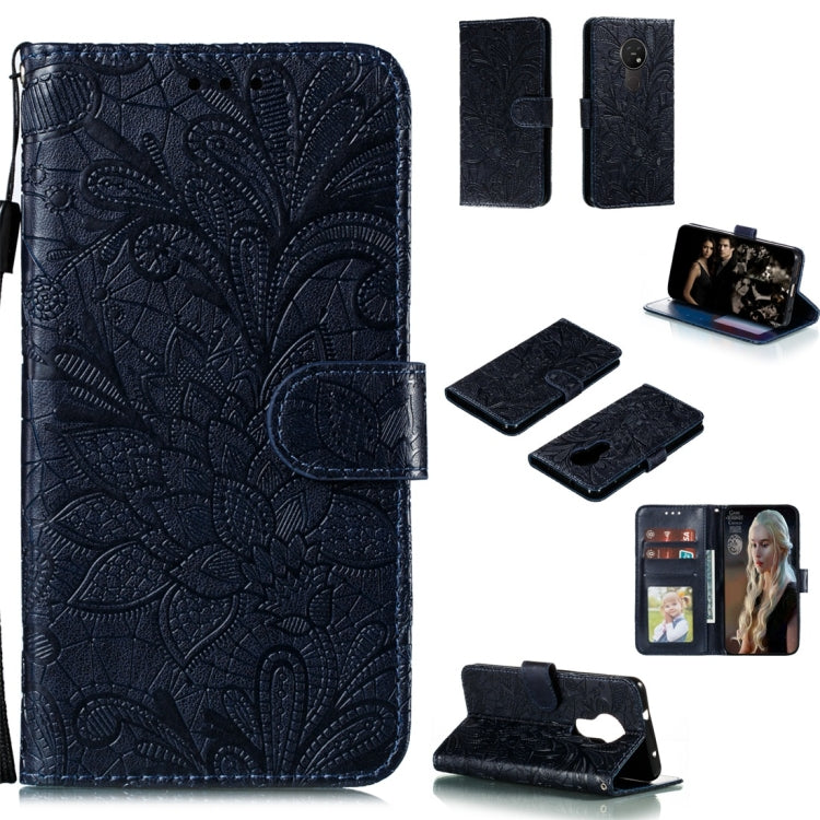 For Nokia 7.2 Lace Flower Horizontal Flip Leather Case with Holder & Card Slots & Wallet & Photo Frame