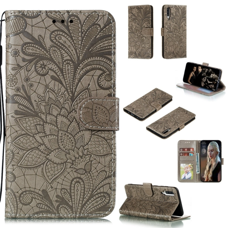 For Galaxy A70s Lace Flower Horizontal Flip Leather Case with Holder & Card Slots & Wallet & Photo Frame