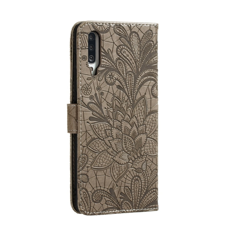 For Galaxy A70s Lace Flower Horizontal Flip Leather Case with Holder & Card Slots & Wallet & Photo Frame