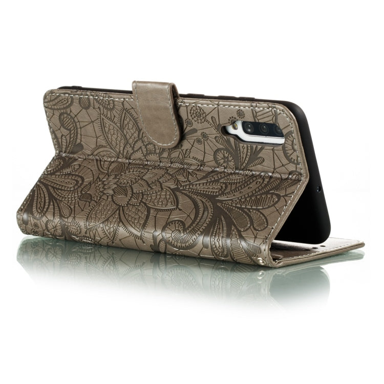 For Galaxy A70s Lace Flower Horizontal Flip Leather Case with Holder & Card Slots & Wallet & Photo Frame