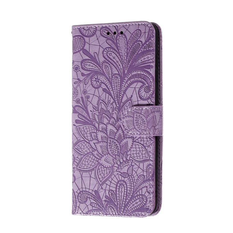 For Galaxy A70s Lace Flower Horizontal Flip Leather Case with Holder & Card Slots & Wallet & Photo Frame