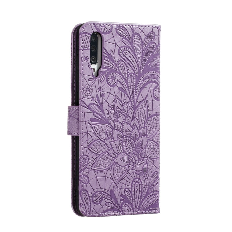 For Galaxy A70s Lace Flower Horizontal Flip Leather Case with Holder & Card Slots & Wallet & Photo Frame