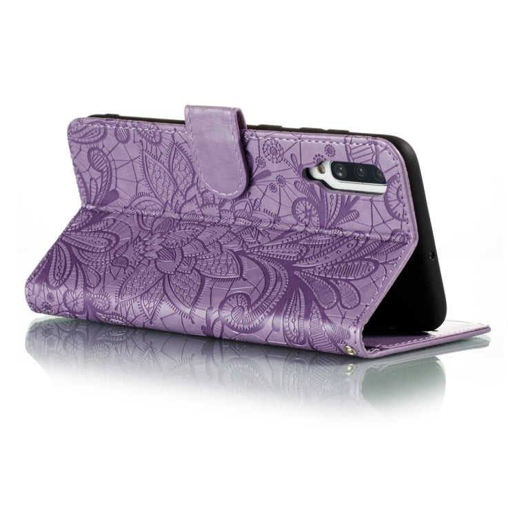 For Galaxy A70s Lace Flower Horizontal Flip Leather Case with Holder & Card Slots & Wallet & Photo Frame
