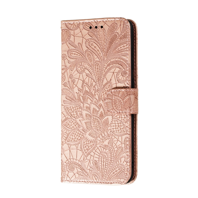 For Galaxy A70s Lace Flower Horizontal Flip Leather Case with Holder & Card Slots & Wallet & Photo Frame