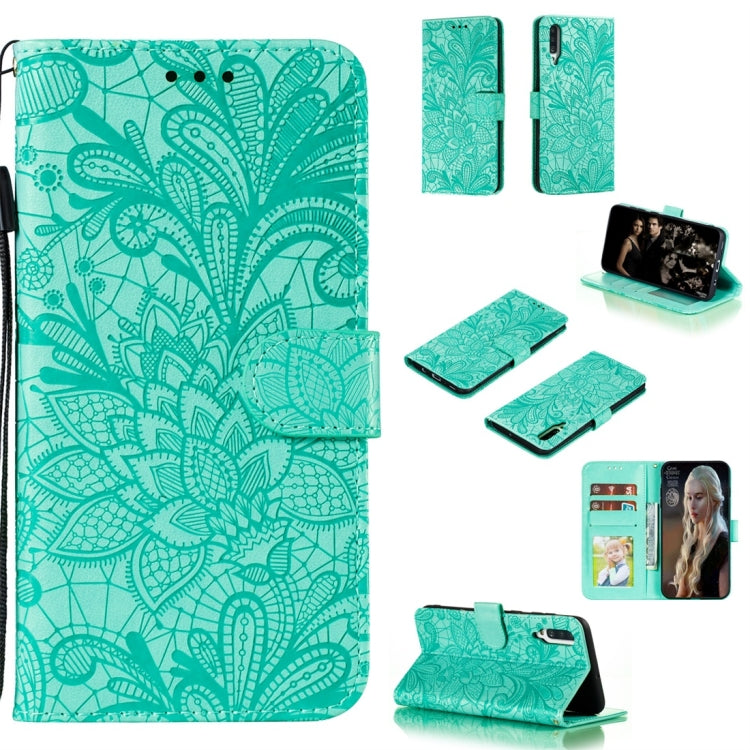 For Galaxy A70s Lace Flower Horizontal Flip Leather Case with Holder & Card Slots & Wallet & Photo Frame