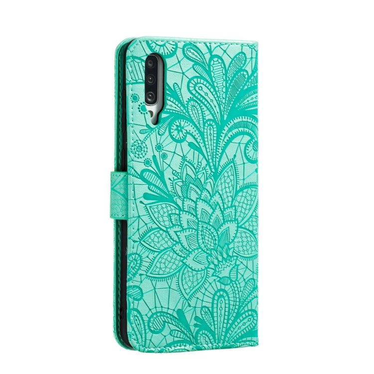 For Galaxy A70s Lace Flower Horizontal Flip Leather Case with Holder & Card Slots & Wallet & Photo Frame