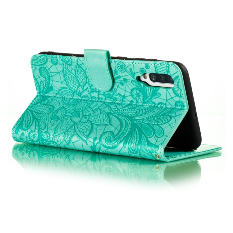 For Galaxy A70s Lace Flower Horizontal Flip Leather Case with Holder & Card Slots & Wallet & Photo Frame