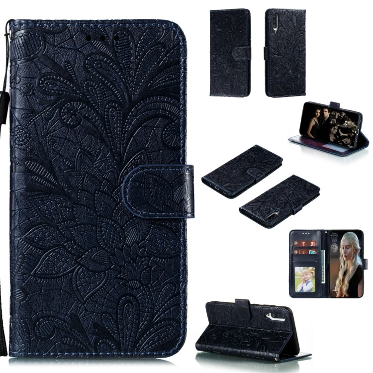 For Galaxy A70s Lace Flower Horizontal Flip Leather Case with Holder & Card Slots & Wallet & Photo Frame