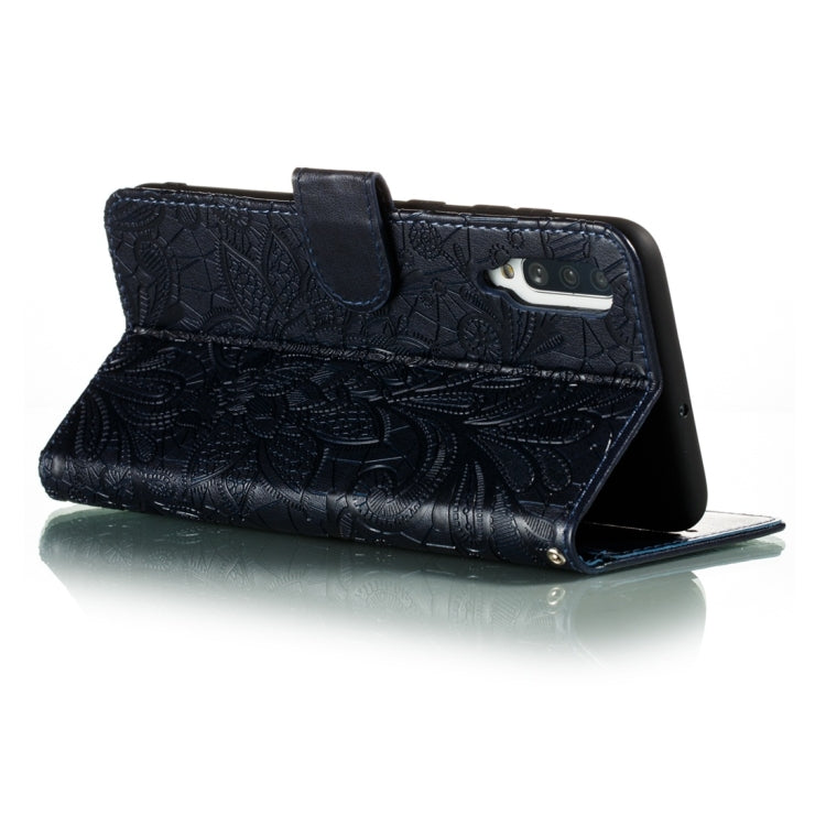 For Galaxy A70s Lace Flower Horizontal Flip Leather Case with Holder & Card Slots & Wallet & Photo Frame