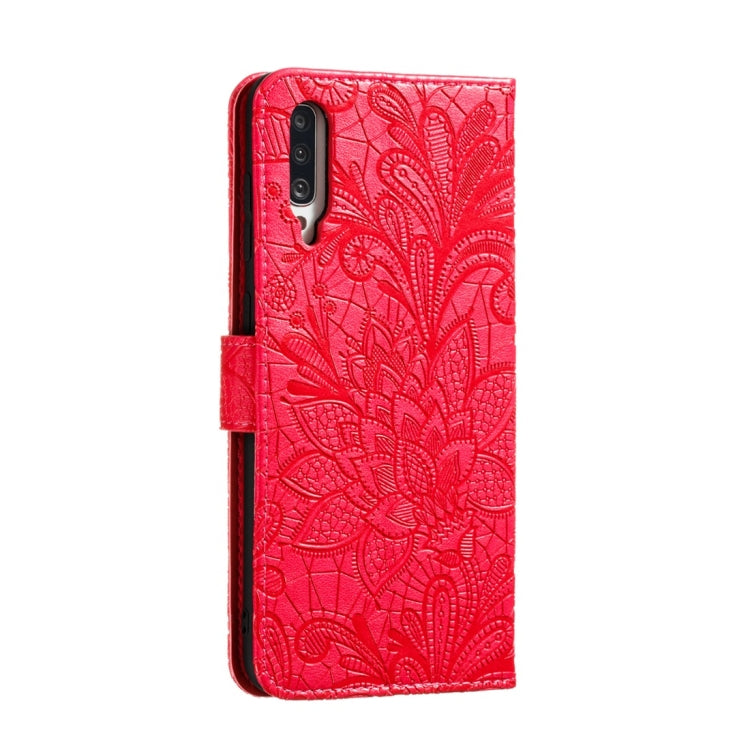 For Galaxy A70s Lace Flower Horizontal Flip Leather Case with Holder & Card Slots & Wallet & Photo Frame