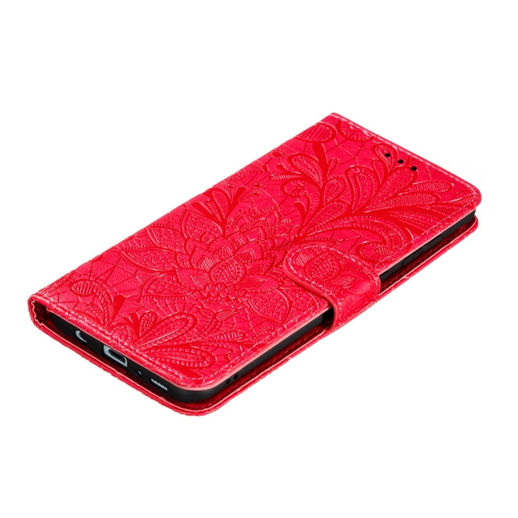 For Galaxy A70s Lace Flower Horizontal Flip Leather Case with Holder & Card Slots & Wallet & Photo Frame