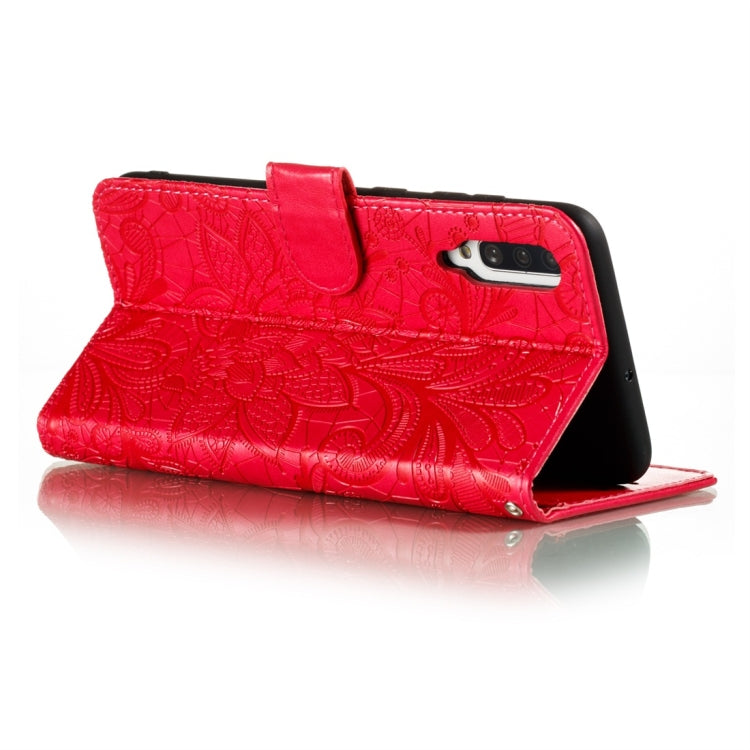 For Galaxy A70s Lace Flower Horizontal Flip Leather Case with Holder & Card Slots & Wallet & Photo Frame