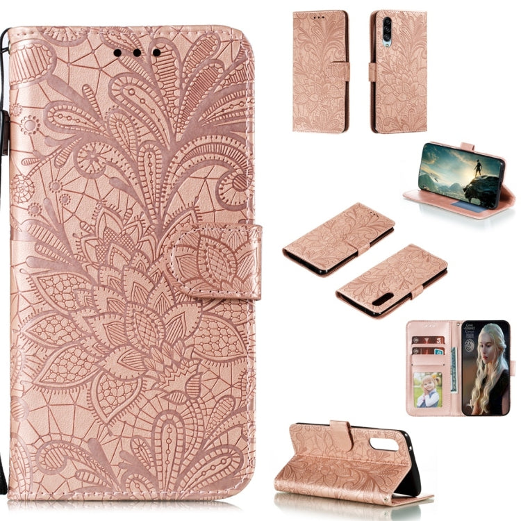 For Galaxy A90 5G Lace Flower Horizontal Flip Leather Case with Holder & Card Slots & Wallet & Photo Frame