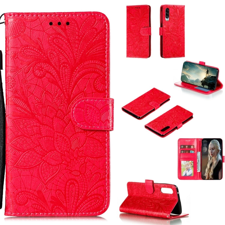 For Galaxy A90 5G Lace Flower Horizontal Flip Leather Case with Holder & Card Slots & Wallet & Photo Frame