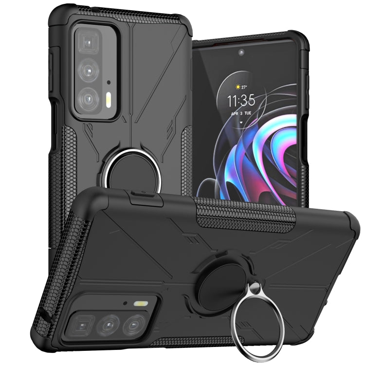 For Motorola Edge 20 Pro Armor Bear Shockproof PC + TPU Phone Protective Case with Ring Holder