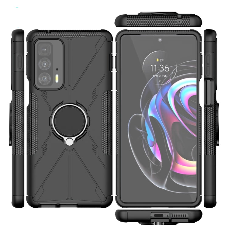For Motorola Edge 20 Pro Armor Bear Shockproof PC + TPU Phone Protective Case with Ring Holder