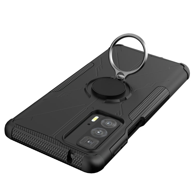 For Motorola Edge 20 Pro Armor Bear Shockproof PC + TPU Phone Protective Case with Ring Holder