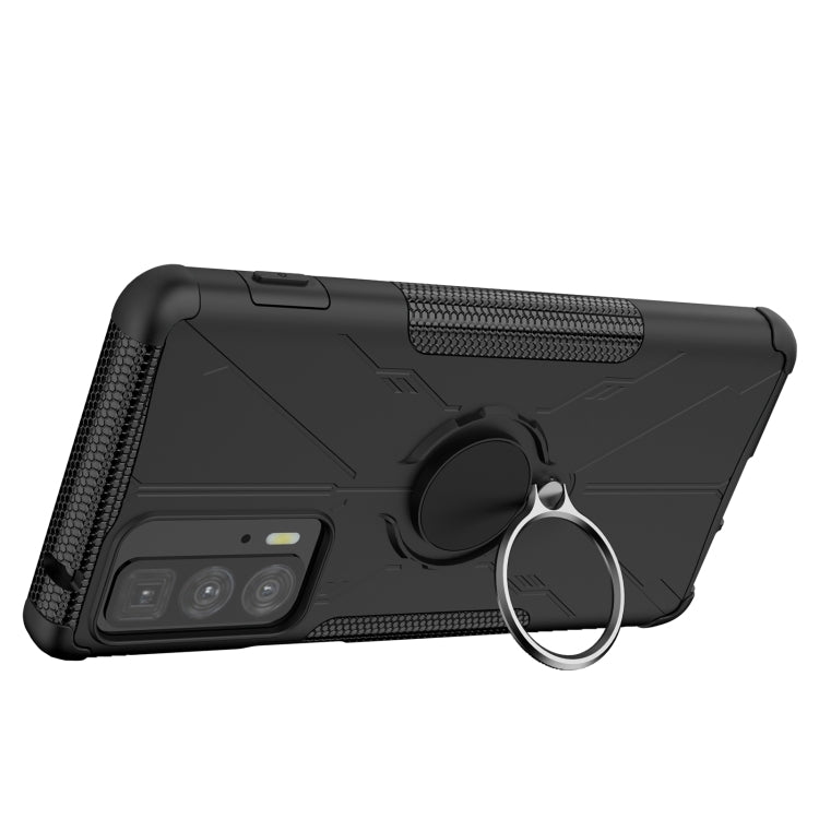 For Motorola Edge 20 Pro Armor Bear Shockproof PC + TPU Phone Protective Case with Ring Holder