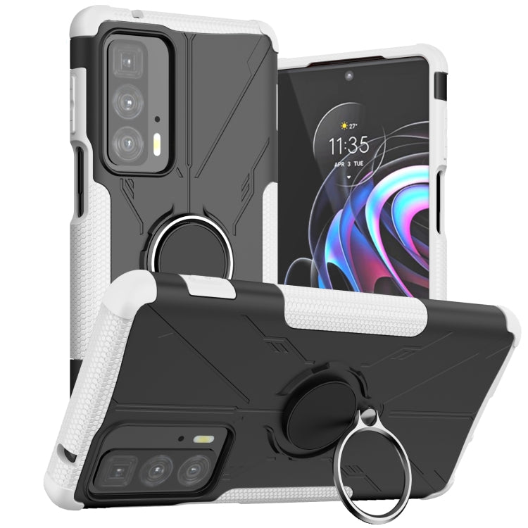 For Motorola Edge 20 Pro Armor Bear Shockproof PC + TPU Phone Protective Case with Ring Holder