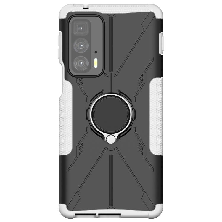 For Motorola Edge 20 Pro Armor Bear Shockproof PC + TPU Phone Protective Case with Ring Holder