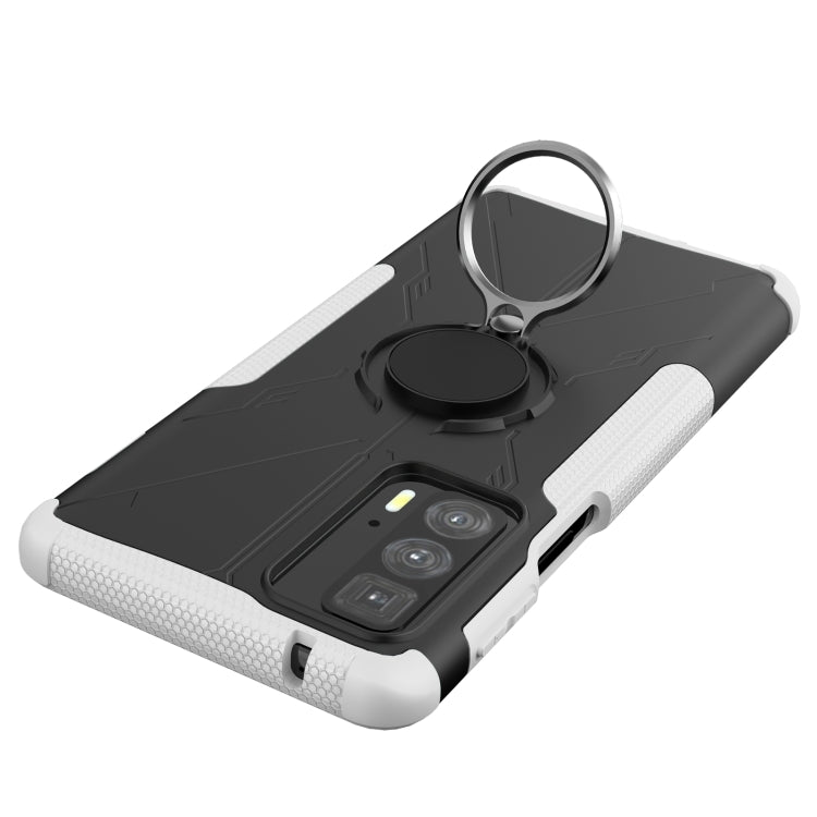 For Motorola Edge 20 Pro Armor Bear Shockproof PC + TPU Phone Protective Case with Ring Holder