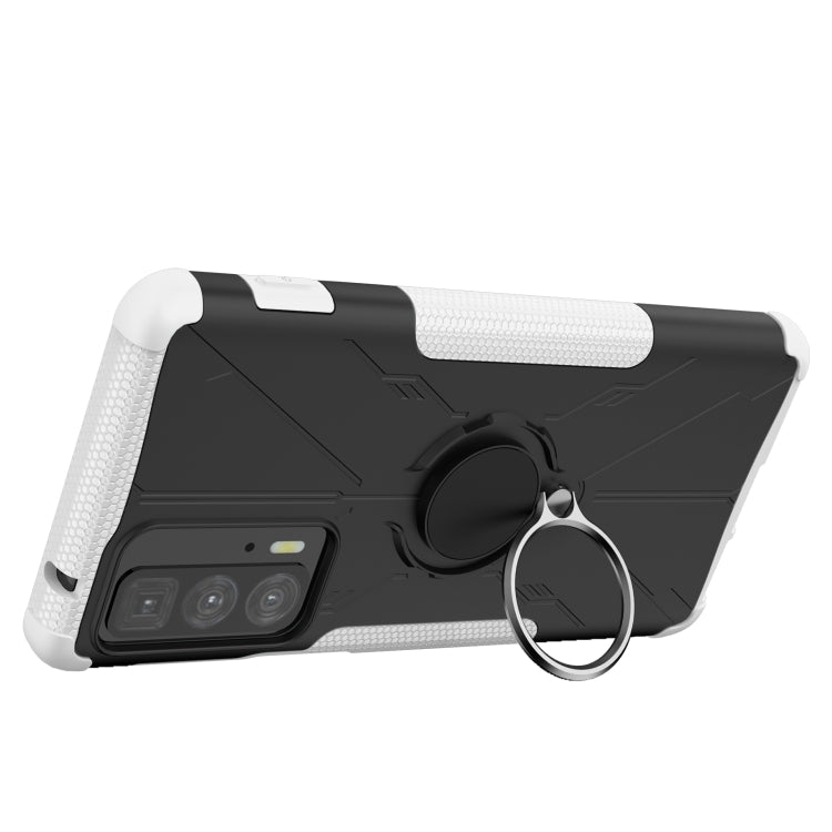 For Motorola Edge 20 Pro Armor Bear Shockproof PC + TPU Phone Protective Case with Ring Holder