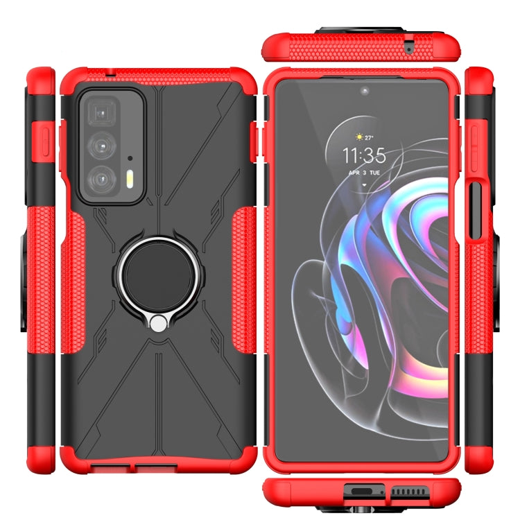For Motorola Edge 20 Pro Armor Bear Shockproof PC + TPU Phone Protective Case with Ring Holder