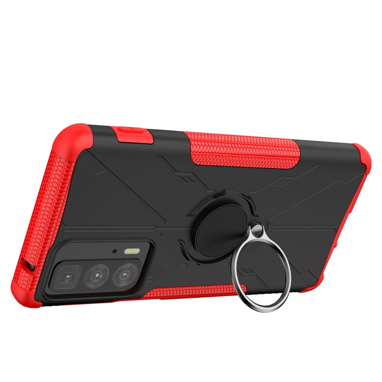 For Motorola Edge 20 Pro Armor Bear Shockproof PC + TPU Phone Protective Case with Ring Holder