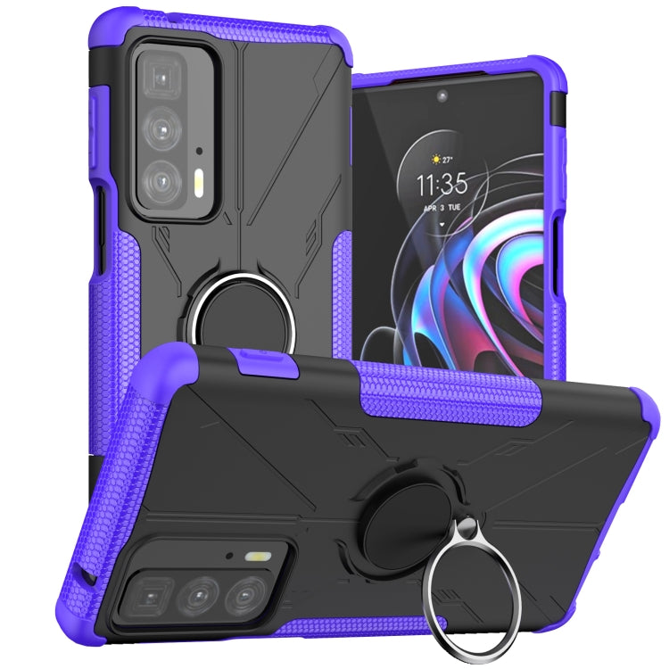 For Motorola Edge 20 Pro Armor Bear Shockproof PC + TPU Phone Protective Case with Ring Holder