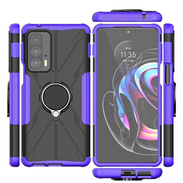 For Motorola Edge 20 Pro Armor Bear Shockproof PC + TPU Phone Protective Case with Ring Holder