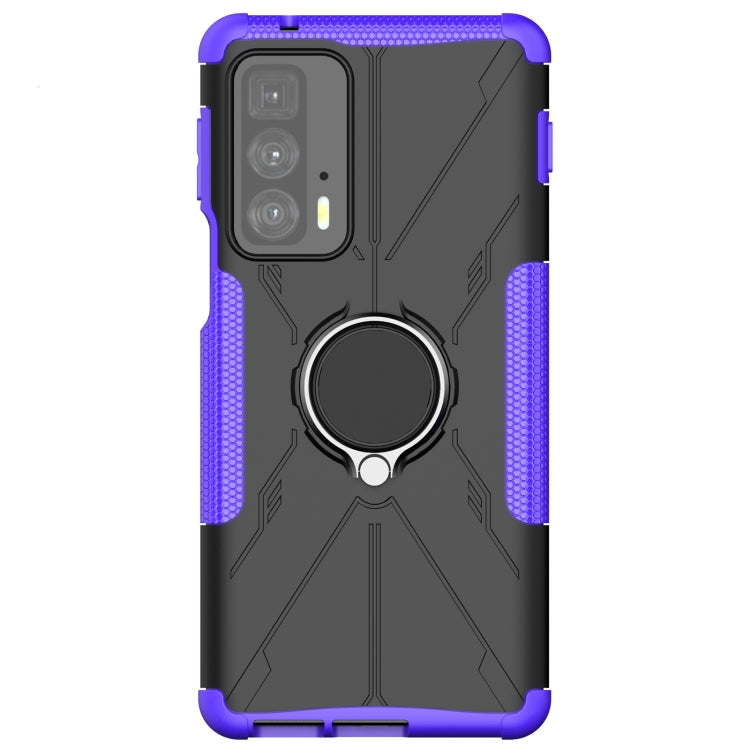 For Motorola Edge 20 Pro Armor Bear Shockproof PC + TPU Phone Protective Case with Ring Holder