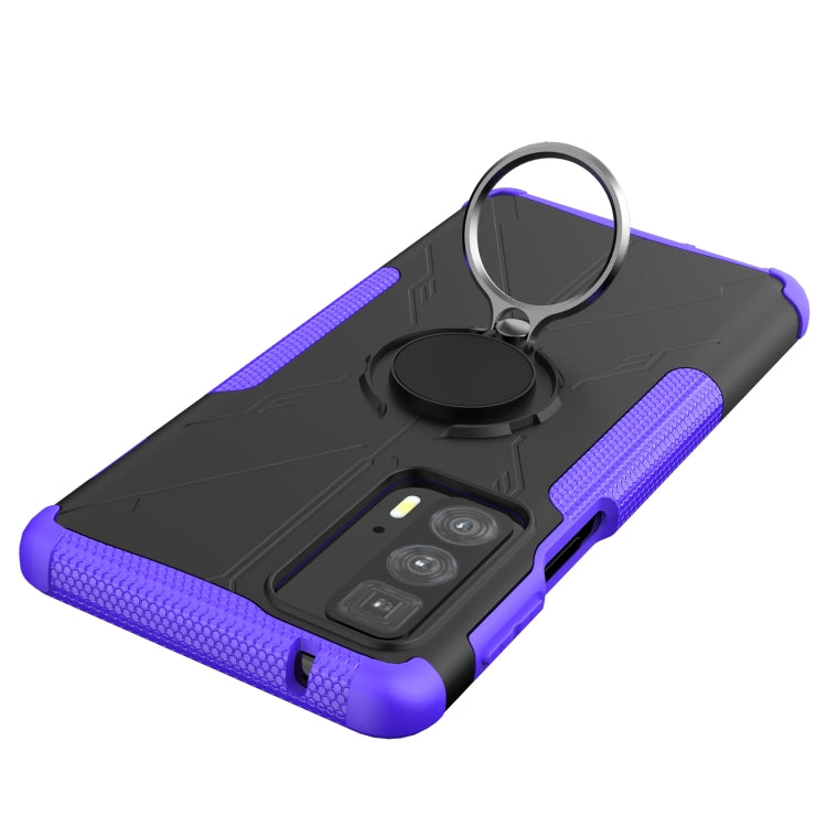For Motorola Edge 20 Pro Armor Bear Shockproof PC + TPU Phone Protective Case with Ring Holder