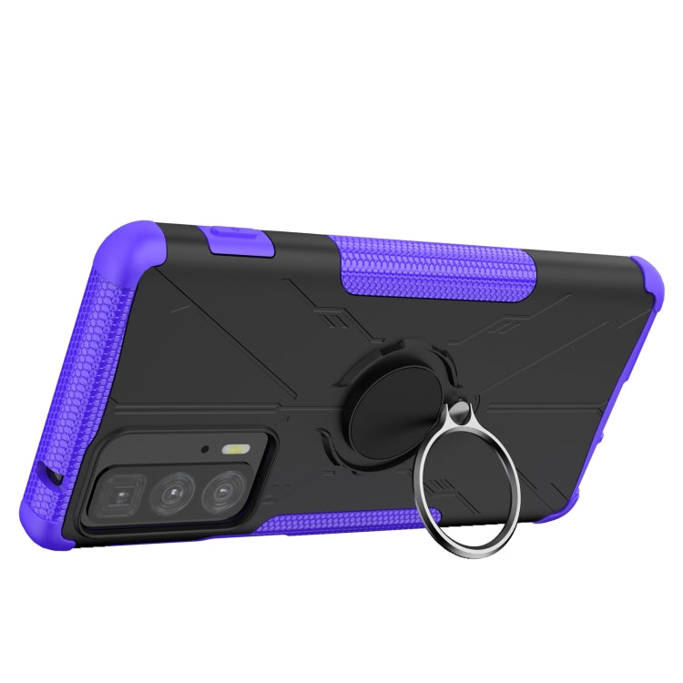 For Motorola Edge 20 Pro Armor Bear Shockproof PC + TPU Phone Protective Case with Ring Holder