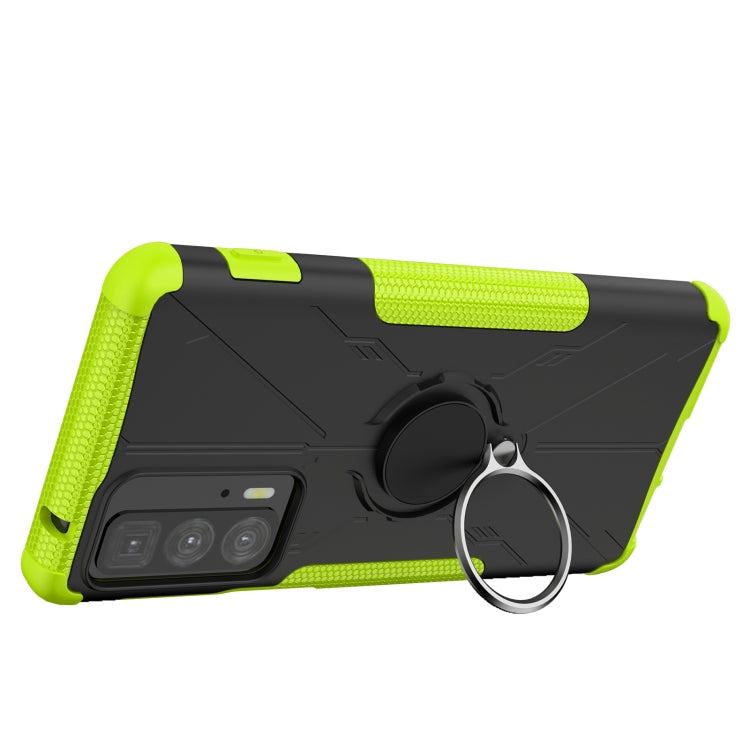 For Motorola Edge 20 Pro Armor Bear Shockproof PC + TPU Phone Protective Case with Ring Holder