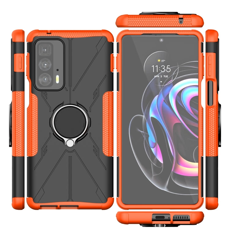 For Motorola Edge 20 Pro Armor Bear Shockproof PC + TPU Phone Protective Case with Ring Holder