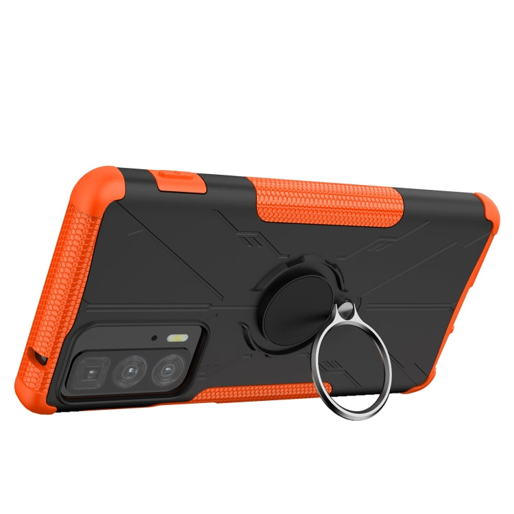 For Motorola Edge 20 Pro Armor Bear Shockproof PC + TPU Phone Protective Case with Ring Holder