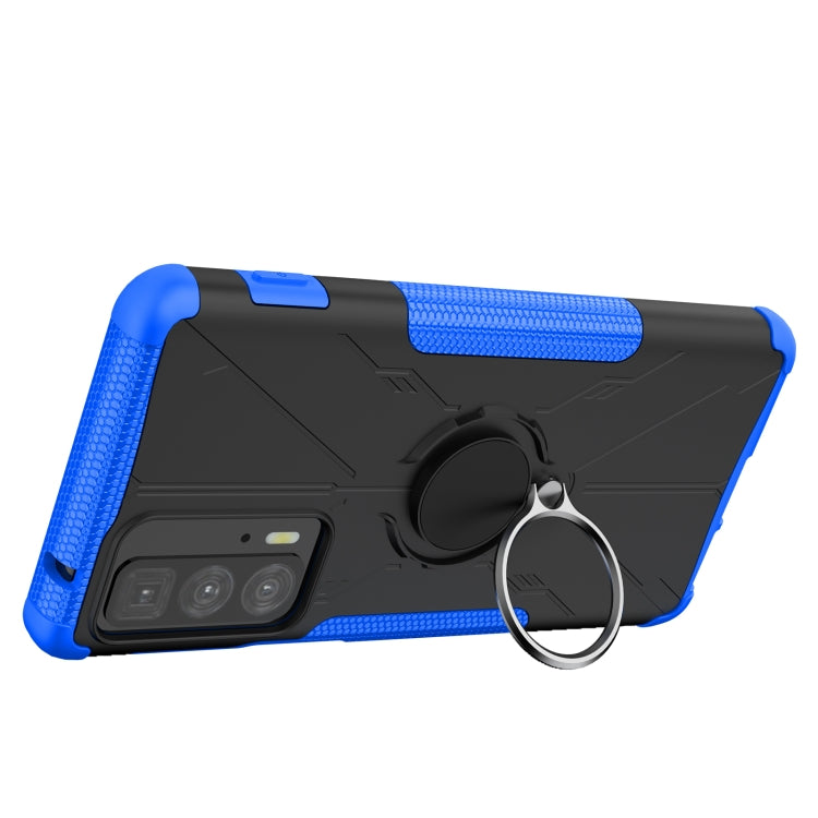 For Motorola Edge 20 Pro Armor Bear Shockproof PC + TPU Phone Protective Case with Ring Holder