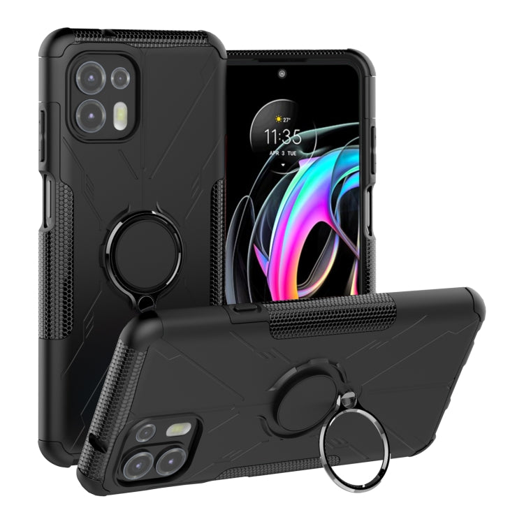 For Motorola Moto Edge 20 Lite Armor Bear Shockproof PC + TPU Phone Protective Case with Ring Holder