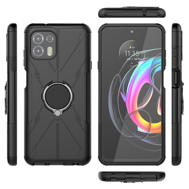 For Motorola Moto Edge 20 Lite Armor Bear Shockproof PC + TPU Phone Protective Case with Ring Holder