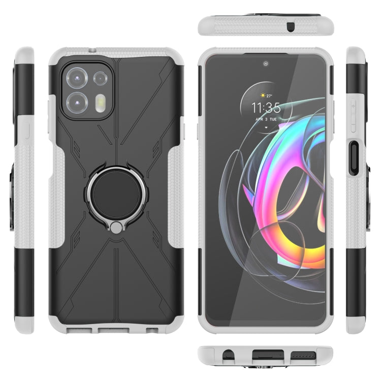 For Motorola Moto Edge 20 Lite Armor Bear Shockproof PC + TPU Phone Protective Case with Ring Holder