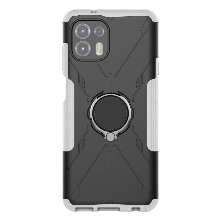 For Motorola Moto Edge 20 Lite Armor Bear Shockproof PC + TPU Phone Protective Case with Ring Holder