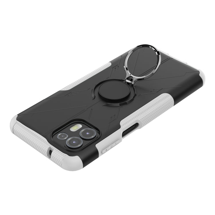 For Motorola Moto Edge 20 Lite Armor Bear Shockproof PC + TPU Phone Protective Case with Ring Holder